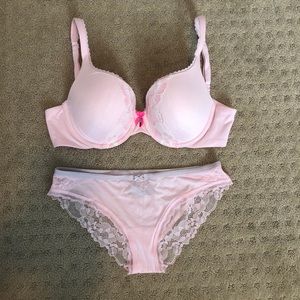 Victoria’s Secret Pink Lace Bra and Panty Set